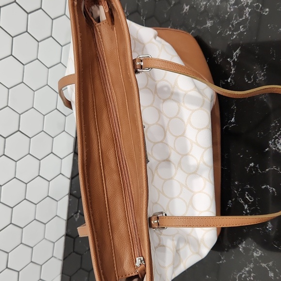 Nine West Tan and White Tote - Picture 6 of 7
